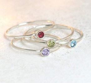 stackable birthstone rings: Birthstone ring. ONE stackable birthstone gemstone ring