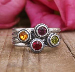  Stackable Birthstone Rings: Stacking Sterling Silver Birthstone Ring