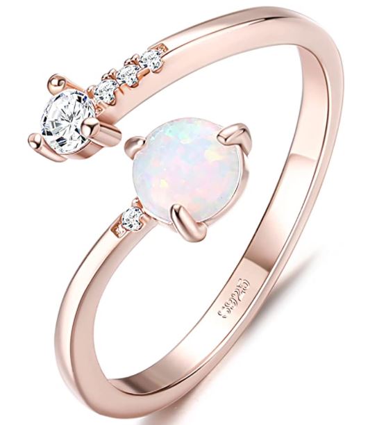  Stackable Birthstone Rings: Milacolato 925 Sterling Silver Opal Rings