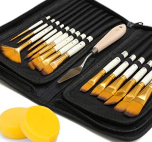 How to Make Gold Paint: DUGATO Artist Paint Brush Set 15pcs Includes Pop-up Carrying Case with Painting Knife