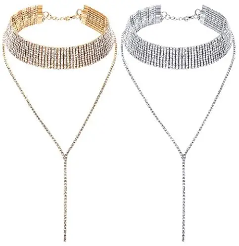 types of chokers: Rhinestone Tassel Choker